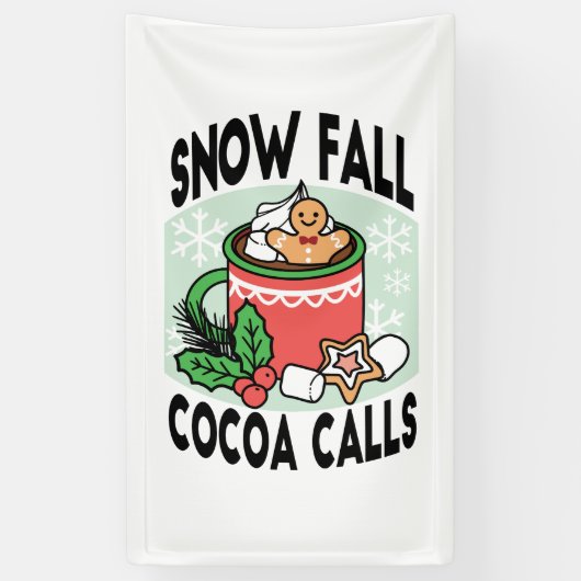 Warm Up Met Sneeuw Herfst Cacao Oproepen - Winter  Spandoek (Verticaal)