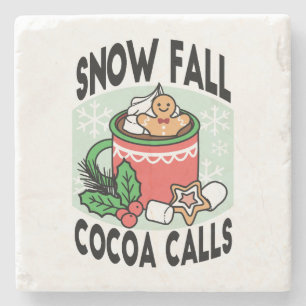 Warm Up Met Sneeuw Herfst Cacao Oproepen - Winter Stenen Onderzetter