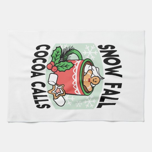 Warm Up Met Sneeuw Herfst Cacao Oproepen - Winter Theedoek (Horizontaal)