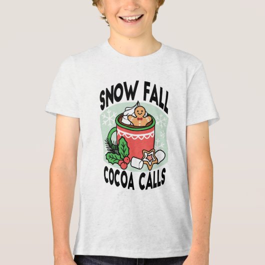 Warm Up Met Sneeuw Herfst Cacao Oproepen - Winter Tri-Blend Shirt (Voorkant)