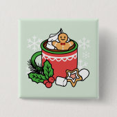 Warm Up Met Sneeuw Herfst Cacao Oproepen - Winter Vierkante Button 5,1 Cm (Voorkant)