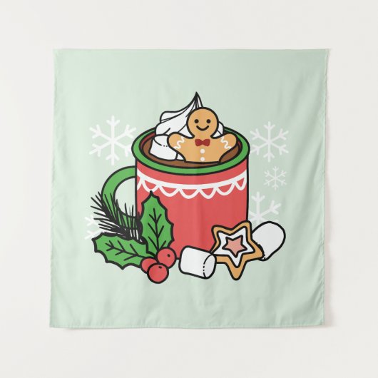 Warm Up Met Sneeuw Herfst Cacao Oproepen - Winter Wandkleed (Voorkant)