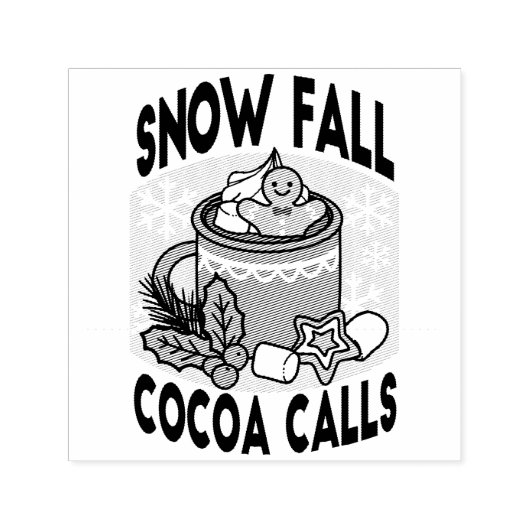 Warm Up Met Sneeuw Herfst Cacao Oproepen - Winter  Zelfinktende Stempel (Design)