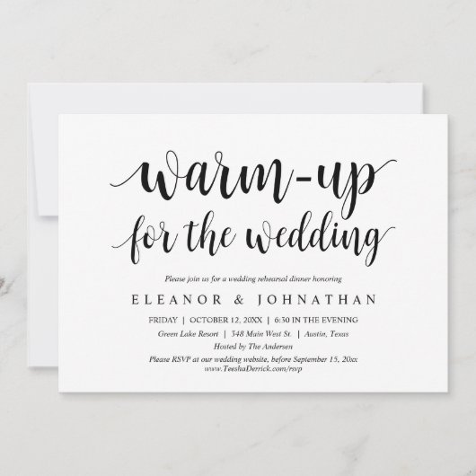 Warm-up voor de bruiloft, repetitieve feest kaart (Voorkant)