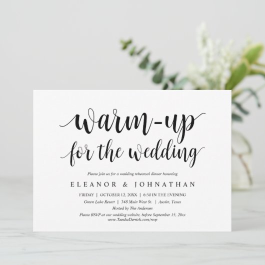 Warm-up voor de bruiloft, repetitieve feest kaart (Staand voorkant)