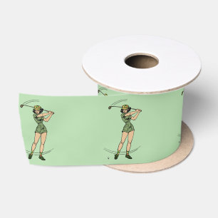 Warm Up voor Golfen Personal Lady Golfer Green Satijnen Lint