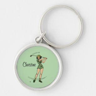 Warm Up voor Golfen Personal Lady Golfer Green Sleutelhanger