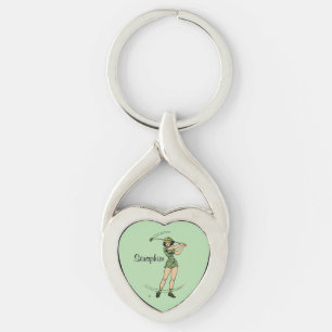 Warm Up voor Golfen Personal Lady Golfer Green Sleutelhanger