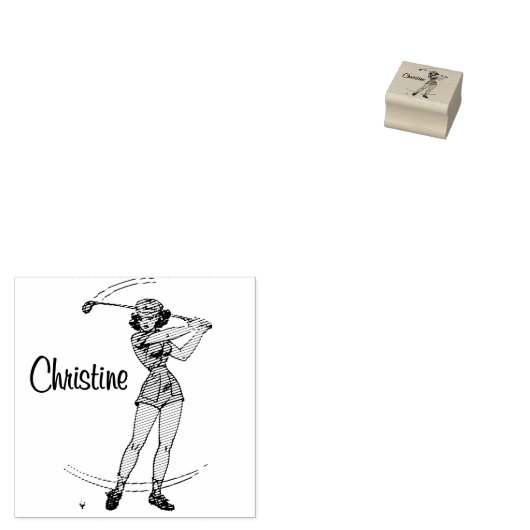 Warm Up voor Golfen Personal Lady Golfer Rubberstempel (Gestempeld)