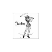Warm Up voor Golfen Personal Lady Golfer Rubberstempel (Afrduk)