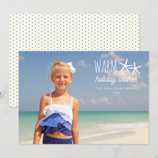 Warm vakantie wensen Kerstmis foto groet Feestdagenkaart (Voorkant / Achterkant)