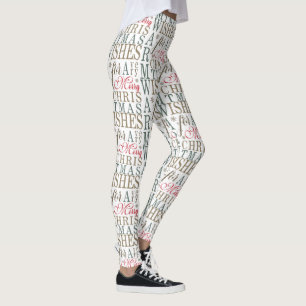Warm Vermaakt Typografie Red/Green/White ID589 Leggings