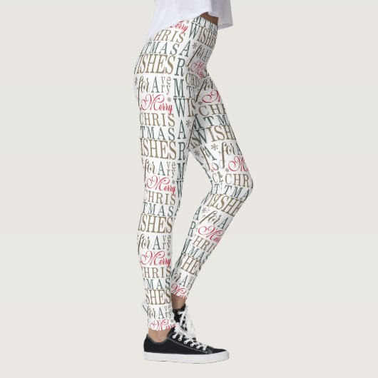 Warm Vermaakt Typografie Red/Green/White ID589 Leggings (Rechts)