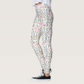 Warm Vermaakt Typografie Red/Green/White ID589 Leggings (Links)