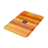 Warm Verweerd Oranje Rood Strepen Monogram Badmat (Gekanteld)