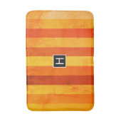 Warm Verweerd Oranje Rood Strepen Monogram Badmat (Voorkant Verticaal)
