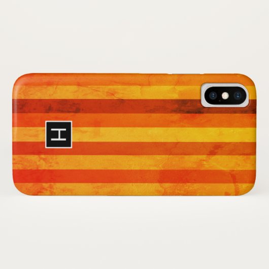 Warm verweerd Sinaasappel rode strepen Monogram Case-Mate iPhone Case (Achterkant (horizontaal))
