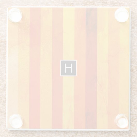 Warm verweerd Sinaasappel rode strepen Monogram Glazen Onderzetter (Achterkant)