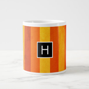 Warm verweerd Sinaasappel rode strepen Monogram Grote Koffiekop