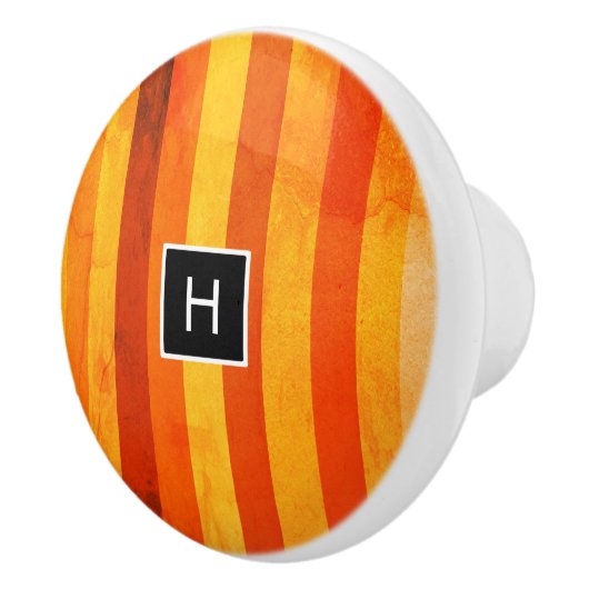 Warm verweerd Sinaasappel rode strepen Monogram Keramische Knop (Rechts)