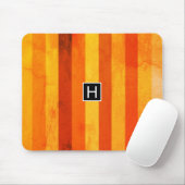Warm verweerd Sinaasappel rode strepen Monogram Muismat (Met muis)