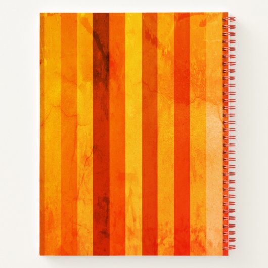 Warm verweerd Sinaasappel rode strepen Monogram Notitieboek (Achterkant)