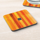 Warm verweerd Sinaasappel rode strepen Monogram Onderzetter (Linkerzijde)