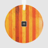 Warm verweerd Sinaasappel rode strepen Monogram Ornament (achterkant)