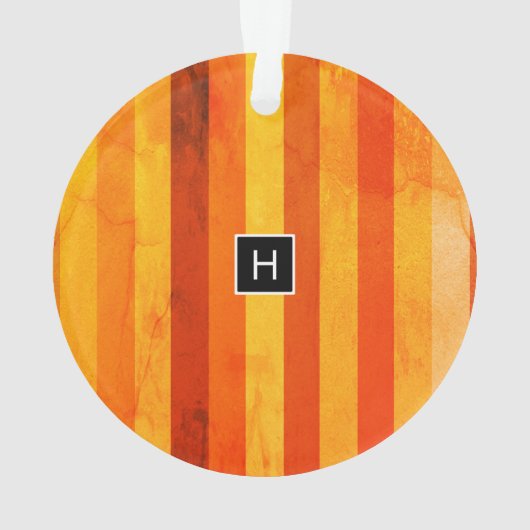Warm verweerd Sinaasappel rode strepen Monogram Ornament (achterkant)