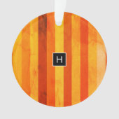 Warm verweerd Sinaasappel rode strepen Monogram Ornament (voorkant)