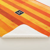 Warm verweerd Sinaasappel rode strepen Monogram Sherpa Deken (3/4)