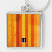 Warm verweerd Sinaasappel rode strepen Monogram Sleutelhanger (Voorkant)