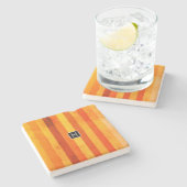 Warm verweerd Sinaasappel rode strepen Monogram Stenen Onderzetter (Zijkant)