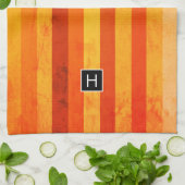 Warm verweerd Sinaasappel rode strepen Monogram Theedoek (Gevouwen)