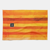 Warm verweerd Sinaasappel rode strepen Monogram Theedoek (Horizontaal)