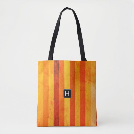 Warm verweerd Sinaasappel rode strepen Monogram Tote Bag (Voorkant)