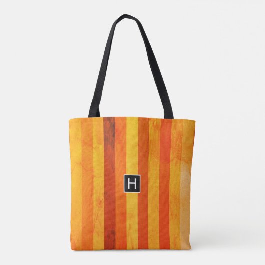 Warm verweerd Sinaasappel rode strepen Monogram Tote Bag (Achterkant)
