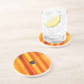 Warm verweerd Sinaasappel rode strepen Monogram Zandsteen Onderzetter (Zijkant)