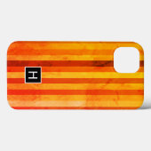 Warm Verweerde Oranje Rode Strepen Monogram Case-Mate iPhone Case (Achterkant (horizontaal))