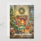 Warm vintage Christmas interior classic  Feestdagenkaart (Voorkant)