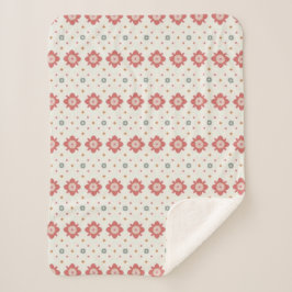 Warm Vintage Rood & Crème Patroon Sherpa Deken