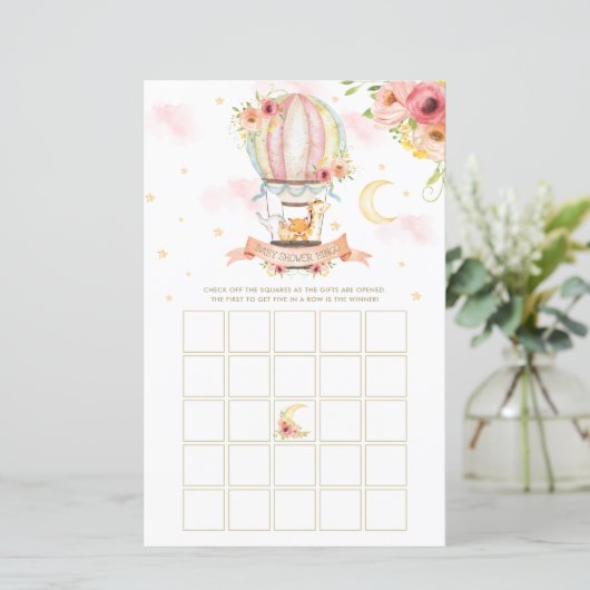 Warm vliegtuig ballondieren Baby shower Bingo Game (Staand voorkant)