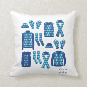 Warm Wasting Argyle Patroonitems Pillow - Blue Kussen