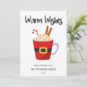 Warm Wasting met kerst Caca Mok Vat Holiday Card Feestdagenkaart (Staand voorkant)