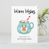Warm Wasting met kerst Caca Mok Vat Holiday Card Feestdagenkaart (Staand voorkant)