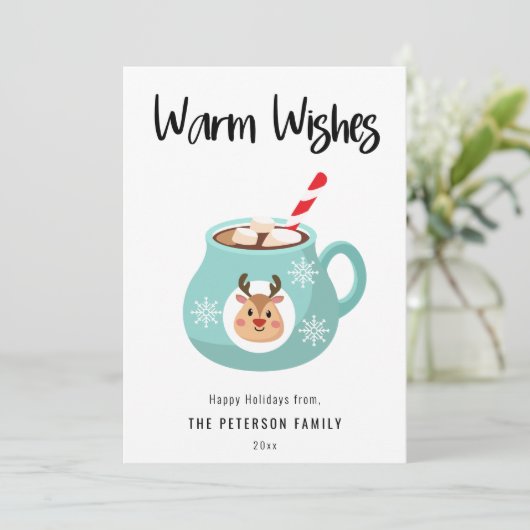 Warm Wasting met kerst Caca Mok Vat Holiday Card Feestdagenkaart (Staand voorkant)