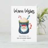 Warm Wasting met kerst Caca Mok Vat Holiday Card Feestdagenkaart (Staand voorkant)