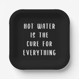 Warm water is de remedie voor alles papieren bordje