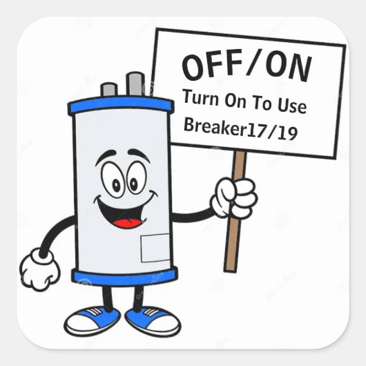 Warm water verwarmer teken vierkante sticker (Voorkant)