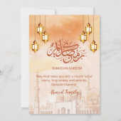 Warm Watercolor Moskee Iftar-feestuitnodiging Kaart (Achterkant)